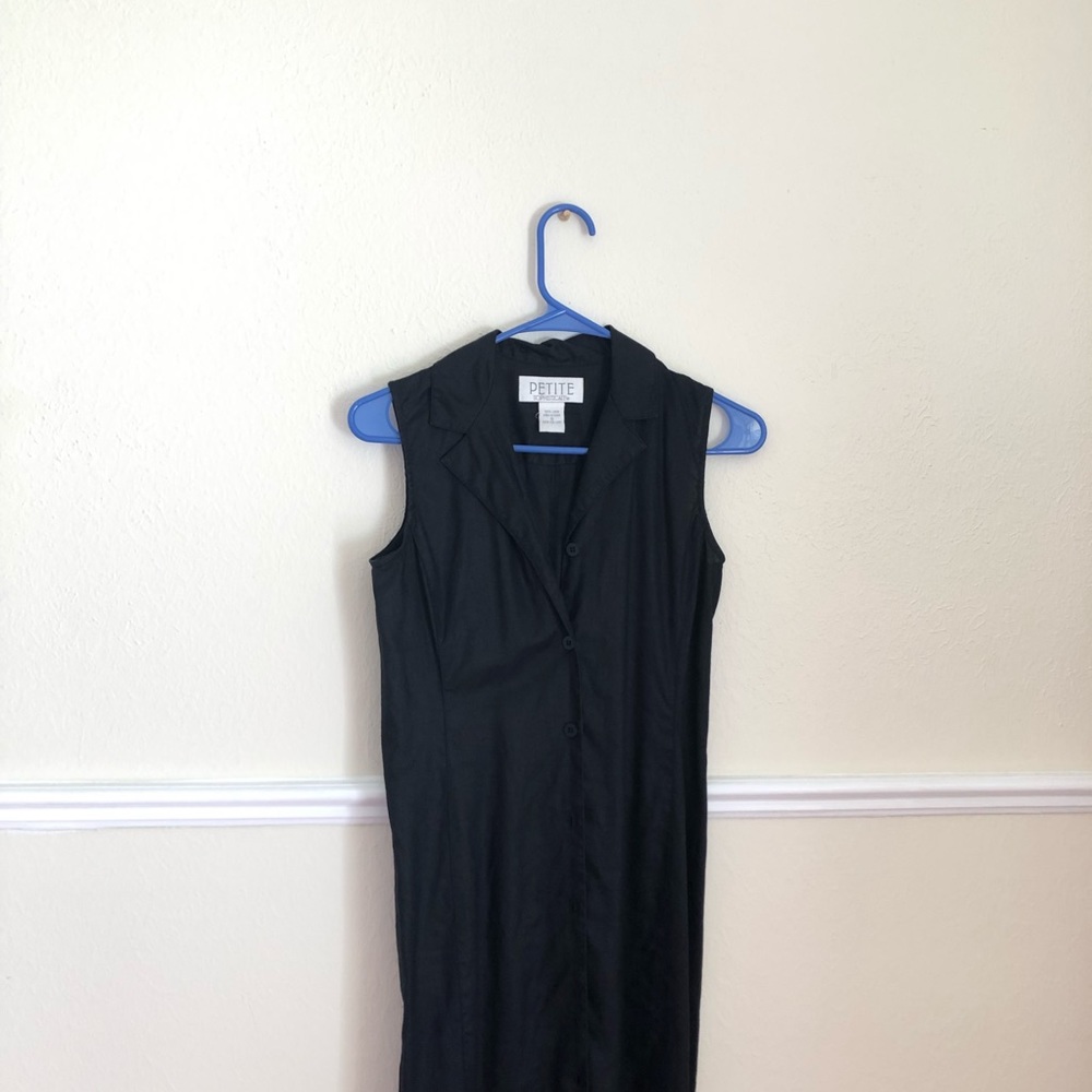 Vintage Petite Sophisticate XS Linen Black Dress